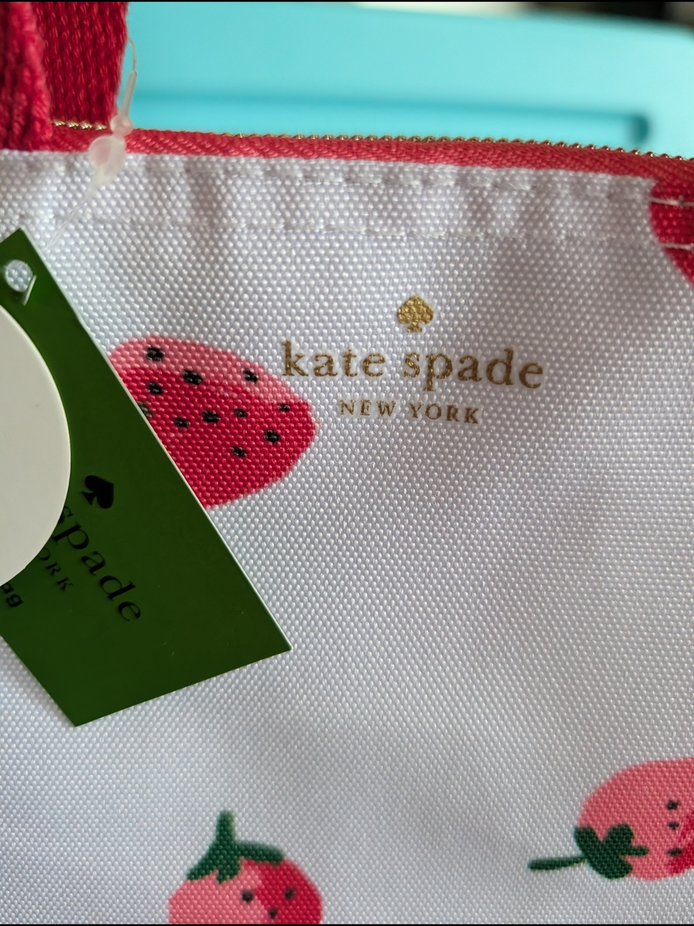 Kate Spade Strawberry Print Lunch Tote With Storage Container - Picture 3 of 10